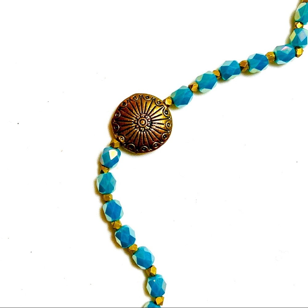 Blue Czech Glass Bracelet Handmade